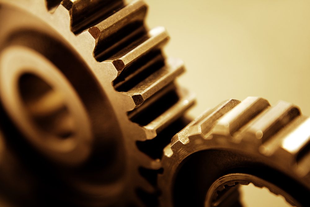 Metal cogs working together